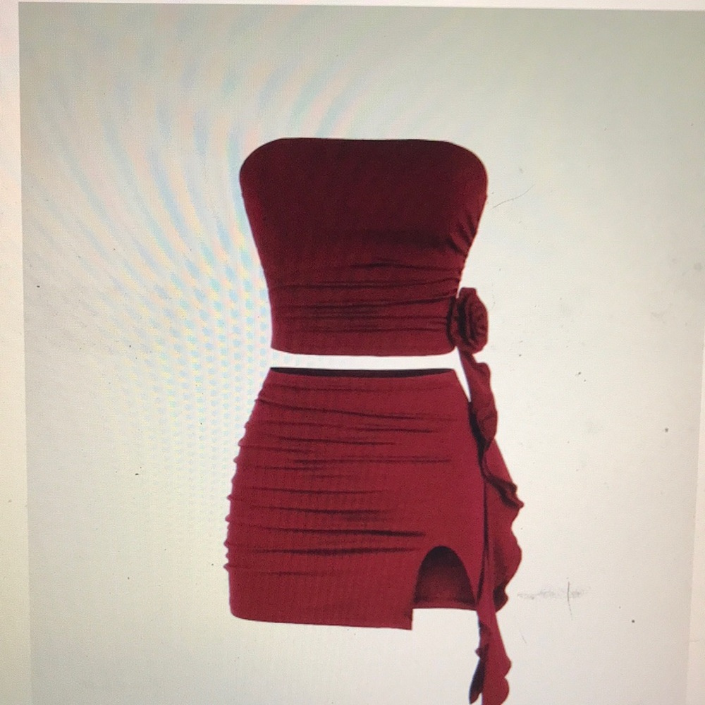 Red Strapless Two-Piece Dress